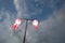 The background image of lanterns decorating the lights in the Yi Peng Lan Chao Mae Chamthewi Festival, Lamphun Province.