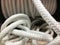 Background image of marine white rope cable