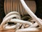 Background image of marine white rope cable