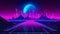 A background image that is neon blue and purple, inspire by 80s retro synth wave. Generative AI