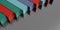 Background image with rows of export and import cargo containers of various colors, 3d rendering