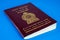 Background image of Srilankan passport on a blue background