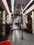 Background inside of the rushing subway train,empty interior of the train