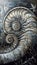 Background with intricate organic texture of whimsical seashells, in neutral grey tones. Generative AI