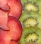 Background with kiwi and plum