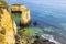 Background landscape: Atlantic ocean and the beach with caves and islands in Lagos