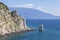 Background landscape view on the rock sail, Yalta