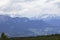 Background landscape view of the snowy peaks of the Alps