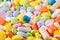 Background of large amount of colorful pills