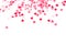 Background with little glittering pink hearts on white, decorative spangles