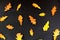 Background a lot of autumn yellowed oak leaves