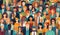 Background with lots of human faces, young, professional, different age people