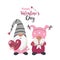 Background with love gnomes with heart for valentine