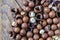 Background macadamia nut with shell