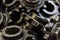 Background made of black spur gears or cogwheels