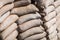 Background made of sandbags to protect military and civilian objects