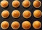 Background of the many baked muffins on a black tray