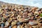 Background of marine pebbles smoothed by sea water