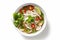 background meal food bowl broth white dish noodle traditional asian soup. Generative AI.