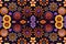 background of Medallions, rosettes, and mandalas tapestry pattern. Pattern mirrored repeat duplicates background. Generative AI