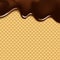 Background with melting chocolate on wafer