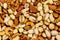 Background of mixed nuts walnuts, pistachio, almond, peanut, cashew, hazelnut. Healthy eating concept