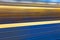 Background of motion blur of speed train in the subway. Underground vehicle dynamic motion.