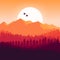 Background of mountains at sunset design