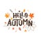 Background with multicolor leaves and letter hello autumn. Vector