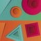 Background of multicolored abstract in the style of material design with geometric shapes of different sizes. Multilayer ci