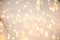 Background of New Year`s garlands like stars. Christmas atmosphere with garlands in focus and defocus