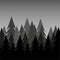 Background of night pine forest, nature, landscape. Abstract silhouettes of forest trees, natural landscape of coniferous trees.