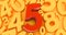 Background of numbers with five red number on the middle. 3D red number collection - 5.