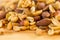 Background of nuts - pecan, macadamia, brazil nut, walnut, almonds, hazelnuts, pistachios, cashews, peanuts, pine nuts