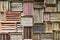 Background of old wooden boxes, Stack of crates with a pink tinge