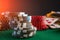 Background for online casino business. Gaming business, chips, money and cards