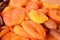 Background of orange dried apricots