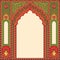 Background ornamented oriental patterned image in the form of an arch.