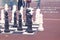 Background, outdoor life-size chess stand on the sea promenade6