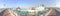 Background panorama view of the Persian Gulf, marina and walking area of the Jumeirah Hotel, yachts and water park