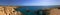 Background panoramic view of the mediterranean sea in the suburbs of Ayia Napa and the natural landmark Golden Gate