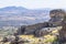Background panoramic view of the surrounding valley from the walls of the monastery Templar