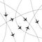 Background pattern with airplane routes. Vector illustration