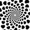 Background, pattern, black and white spiral pattern. Round centered Halftone illustration. Heart, rotation, rotation