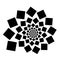 Background, pattern, black and white spiral pattern. Round centered Halftone illustration. Square, shape, rotation, center, round