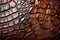 Background pattern crocodile alligator skin. Reptile skin close up.