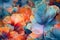 background pattern of flowers of many colors. Ai generative