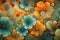 background pattern of flowers of many colors. Ai generative