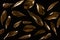 Background pattern with gold metal leaves isolated on black.