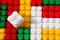 Background pattern of many colored constructor cubes. For the design of the menu or site header